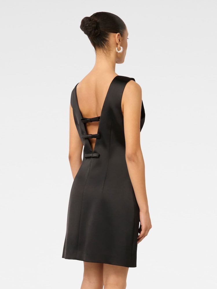 Forever New Black Ellie Petite Low Bow Back Mini Dress - Image 2 of 5
