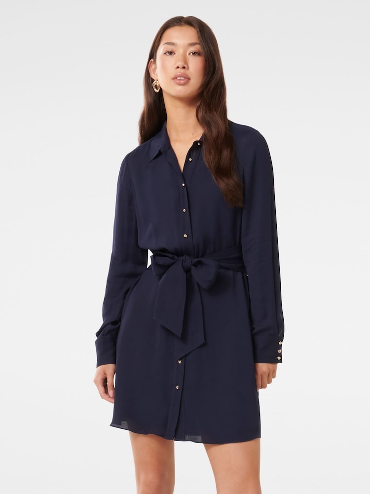 Forever New Blue Sherri Mini Shirt Dress - Image 1 of 5