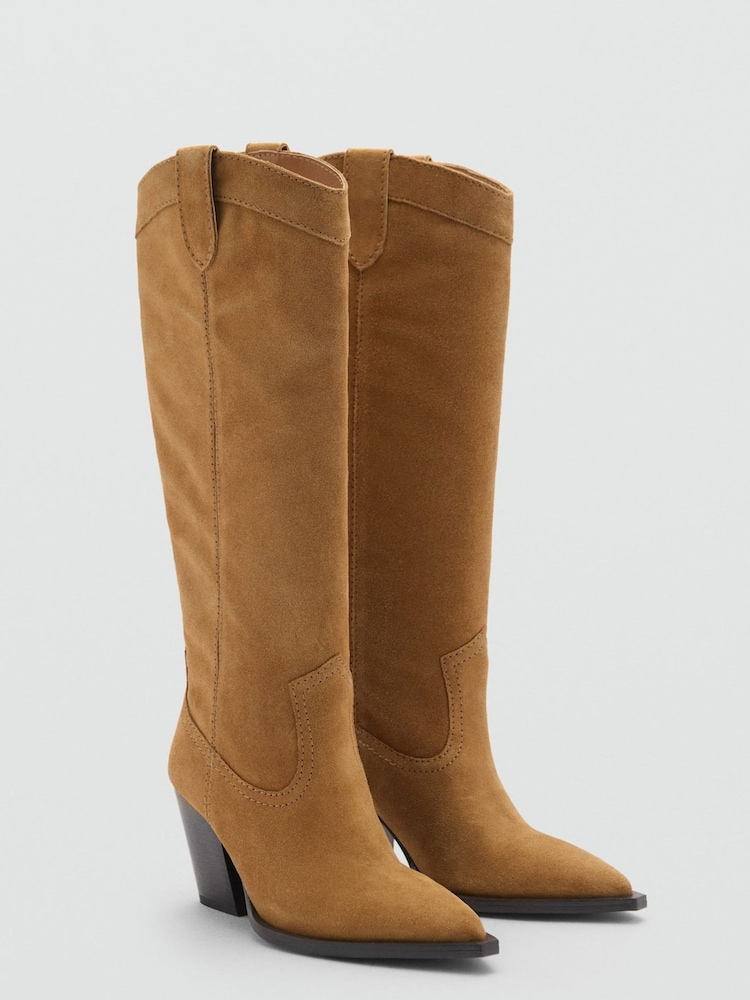 Mango Brown Suede Cowboy Boots - Image 2 of 4