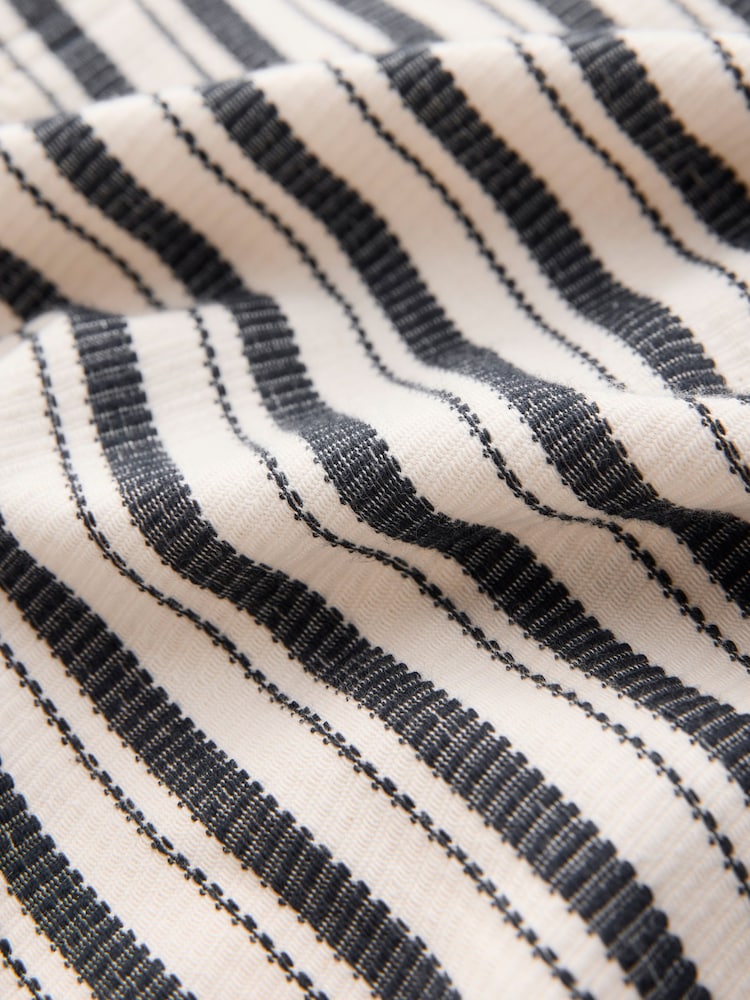 Navy Blue/Ecru Vertical Stripe Textured Polo Shirt - Image 7 of 7