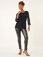 Roman Blue Brillo Sequin Cuff Top - Image 2 of 4
