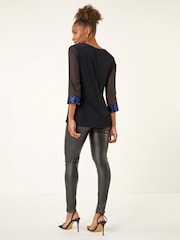 Roman Blue Brillo Sequin Cuff Top - Image 3 of 4