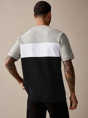 Black/Grey Textured Colour Block T-Shirt - Image 3 of 8