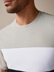 Black/Grey Textured Colour Block T-Shirt - Image 4 of 8