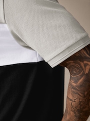 Black/Grey Textured Colour Block T-Shirt - Image 5 of 8