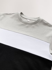 Black/Grey Textured Colour Block T-Shirt - Image 7 of 8