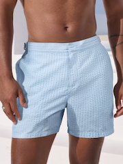 Light Blue Multi Stripe Signature Tailored Waistband Swim Shorts - Image 1 of 12