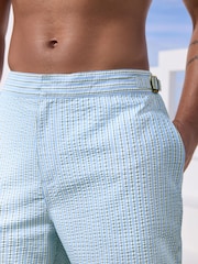 Light Blue Multi Stripe Signature Tailored Waistband Swim Shorts - Image 7 of 12