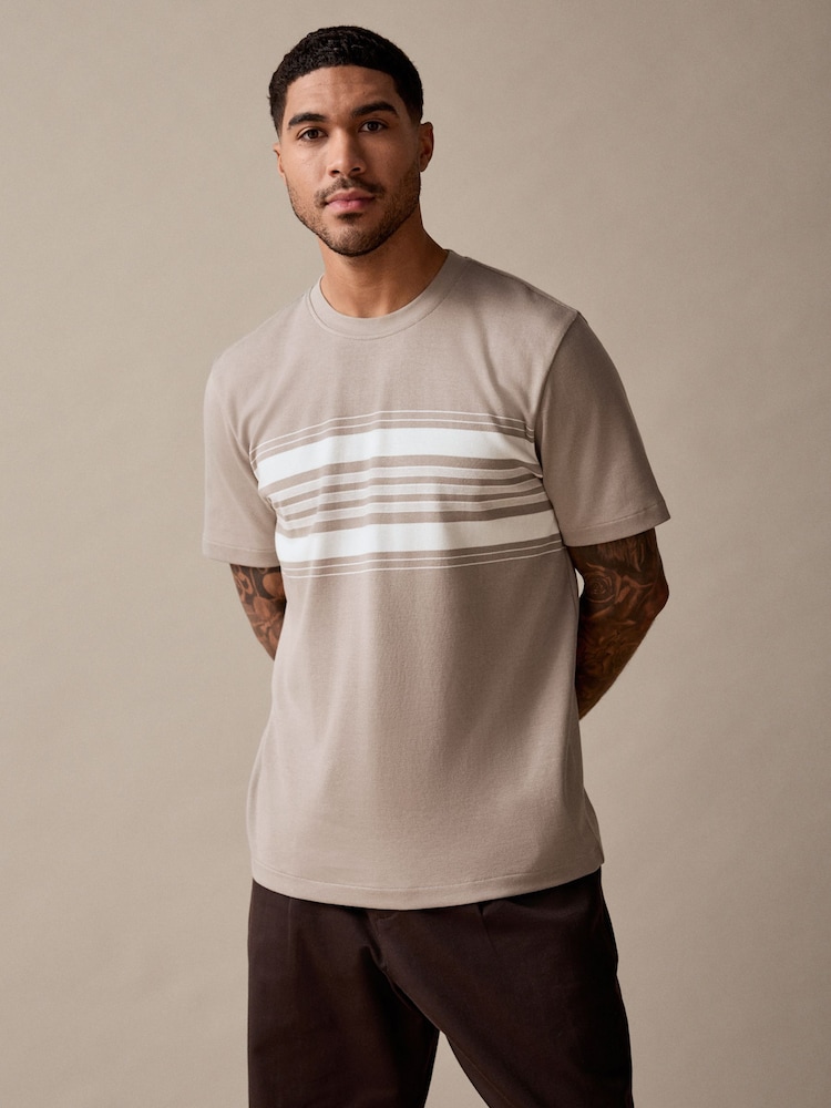 Neutral 100% Cotton Smart Colour Block T-Shirt - Image 1 of 7 Neutral 100% Cotton Smart Colour Block T-Shirt - Image 1 of 7