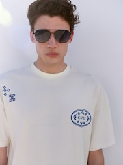 Ecru Placement Floral Print T-Shirt - Image 1 of 7