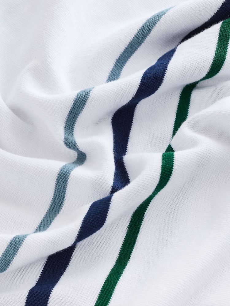 White Relaxed Fit Stripe Heavyweight 100% Cotton T-Shirt - Image 8 of 8