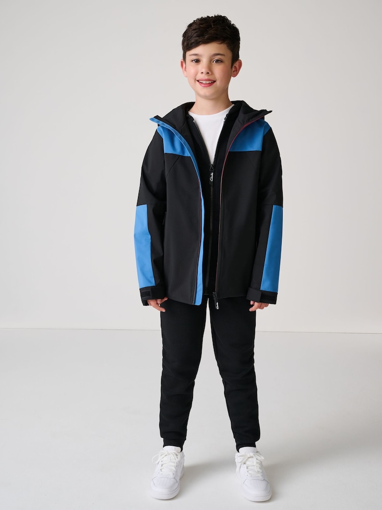Clarks Multi Boys Shower Resistant Lightweight Colourblock Tech Coat - Image 1 of 11 Clarks Multi Boys Shower Resistant Lightweight Colourblock Tech Coat - Image 1 of 11