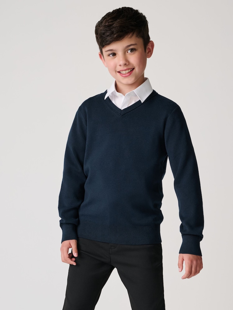 Clarks Navy Unisex Knitted School Jumper - Image 1 of 11