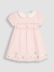 JoJo Maman Bébé Pink Duck Seersucker Appliqué Smocked Dress - Image 2 of 6