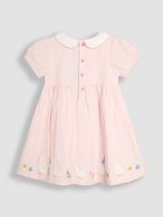 JoJo Maman Bébé Pink Duck Seersucker Appliqué Smocked Dress - Image 3 of 6