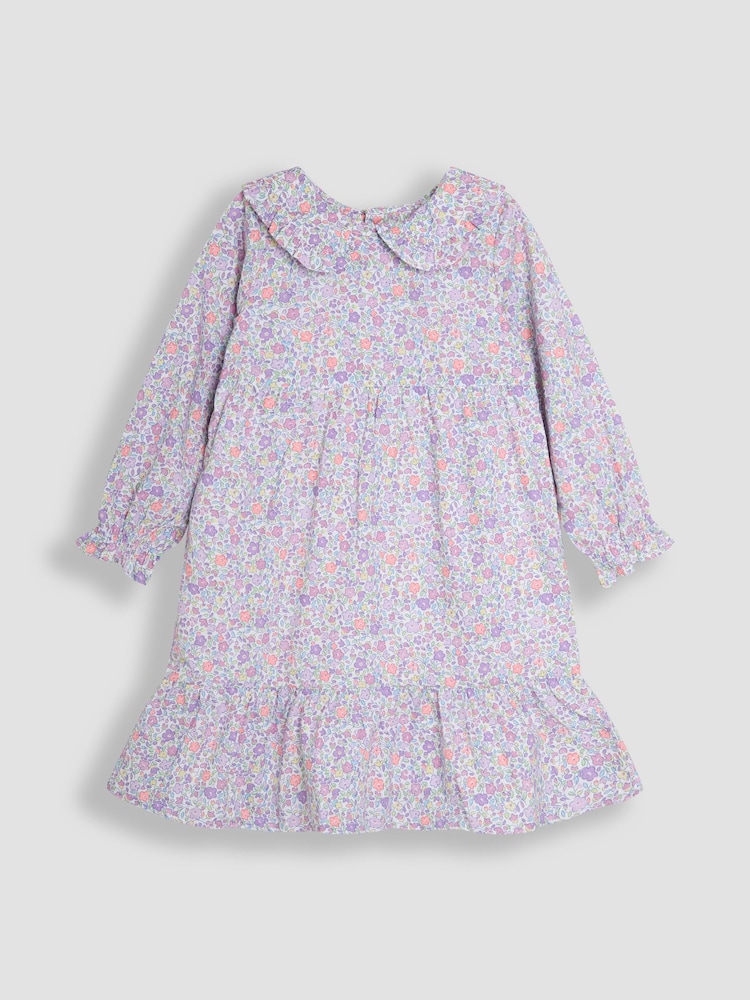 Jojo Maman Bébé Purple Ditsy Floral Tiered Dress - Image 2 of 3