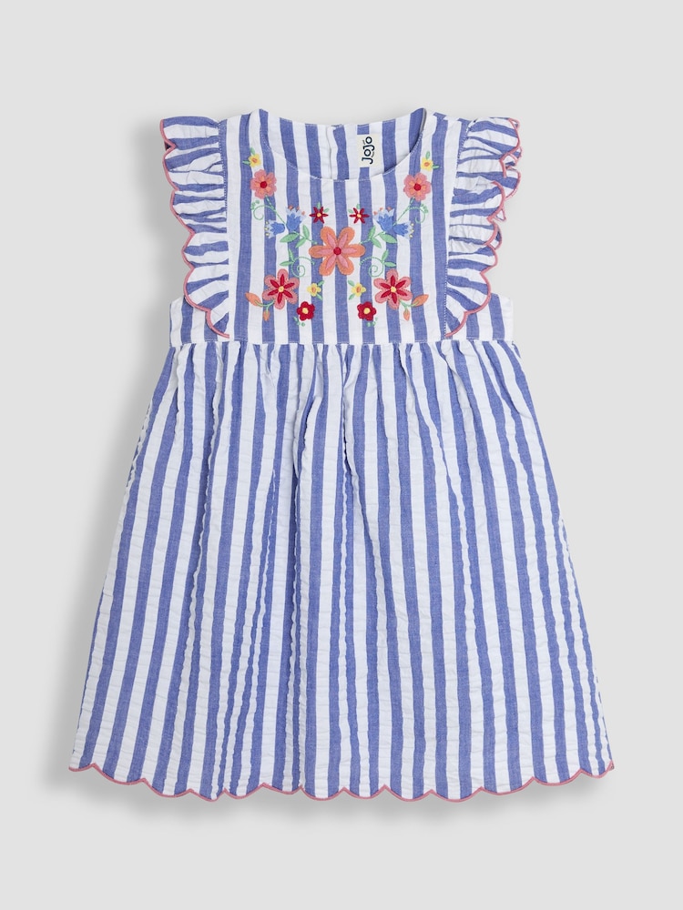 Jojo Maman Bébé – Seersucker-Sommerkleid mit Applikation - Bild 1 von 3 Jojo Maman Bébé – Seersucker-Sommerkleid mit Applikation - Bild 1 von 3