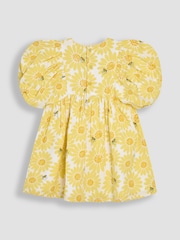 Gelber Seersucker mit Sonnenblumen-Print - JoJo Maman Bébé Puff Sleeve Dress - Image 2 of 3