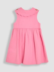 JoJo Maman Bébé Pink Embroidered Scallop Collar Button Through Dress - Image 2 of 4