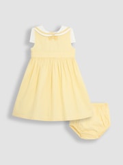 JoJo Maman Bébé Yellow Sailor Stripe Party 100% Cotton Dress - Image 1 of 6