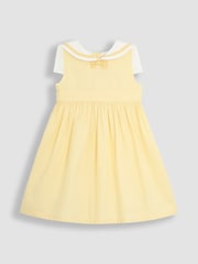 JoJo Maman Bébé Yellow Sailor Stripe Party 100% Cotton Dress - Image 2 of 6