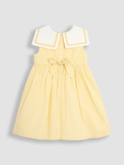 JoJo Maman Bébé Yellow Sailor Stripe Party 100% Cotton Dress - Image 4 of 6