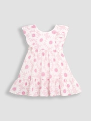 JoJo Maman Bébé Pink Frill Back Summer 100% Cotton Dress - Image 1 of 3