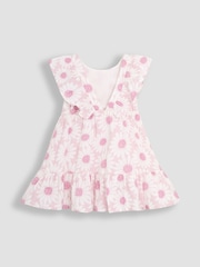JoJo Maman Bébé Pink Frill Back Summer 100% Cotton Dress - Image 2 of 3