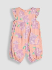 Koralle, Pink, tropisch, floral - Jojo Maman Bébé – hübscher Sonnenschutz-Anzug mit Rüschenschulter und Stirnband aus 100 % Baumwolle - Bild 2 von 5