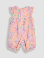 Koralle, Pink, tropisch, floral - Jojo Maman Bébé – hübscher Sonnenschutz-Anzug mit Rüschenschulter und Stirnband aus 100 % Baumwolle - Bild 3 von 5