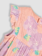 Koralle, Pink, tropisch, floral - Jojo Maman Bébé – hübscher Sonnenschutz-Anzug mit Rüschenschulter und Stirnband aus 100 % Baumwolle - Bild 4 von 5