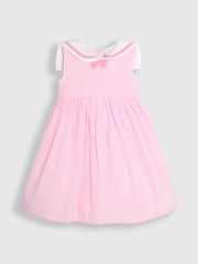 JoJo Maman Bébé Pink Sailor Stripe Party 100% Cotton Dress - Image 2 of 5