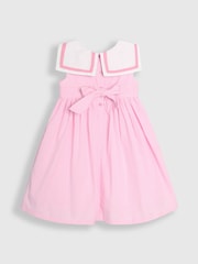 JoJo Maman Bébé Pink Sailor Stripe Party 100% Cotton Dress - Image 4 of 5