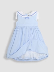 JoJo Maman Bébé Blue Sailor Stripe Party 100% Cotton Dress - Image 3 of 5