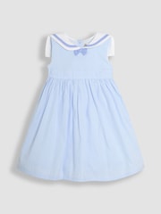 JoJo Maman Bébé Blue Sailor Stripe Party 100% Cotton Dress - Image 6 of 9