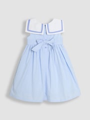 JoJo Maman Bébé Blue Sailor Stripe Party 100% Cotton Dress - Image 8 of 9