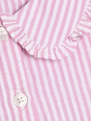 JoJo Maman Bébé Pink Seersucker Stripe Collar Button Through Dress - Image 3 of 3