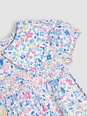 JoJo Maman Bébé Pink Cherry Ditsy Floral Smocked Woven 100% Cotton Dress - Image 5 of 5