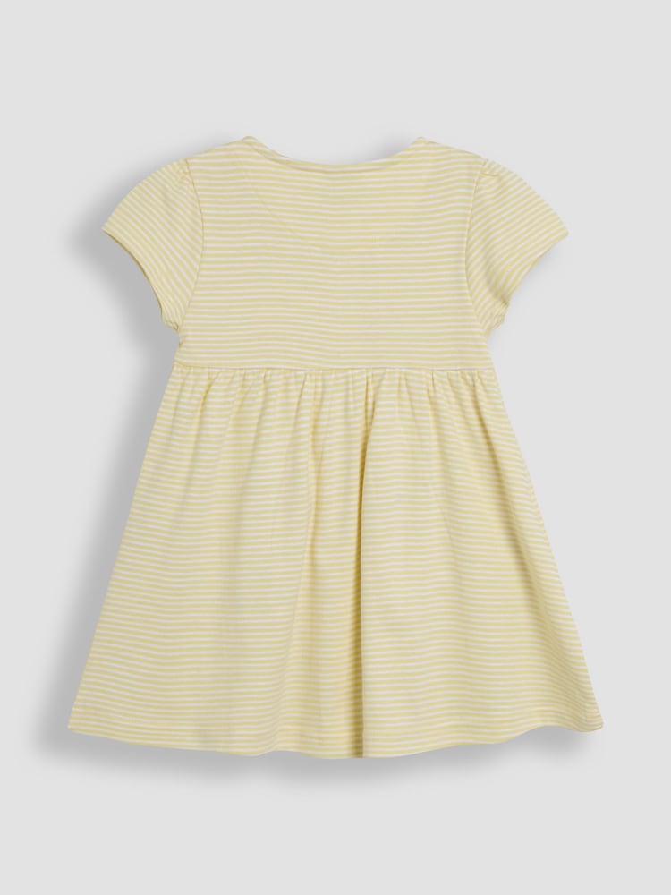 JoJo Maman Bébé Yellow Duck Pocket 100% Cotton Appliqué Button Through Dress - Image 2 of 2