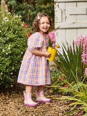 JoJo Maman Bébé Pink Gingham Balloon Sleeve Dress - Image 1 of 4