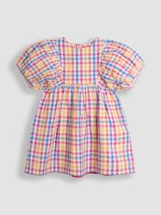 JoJo Maman Bébé Pink Gingham Balloon Sleeve Dress - Image 2 of 4