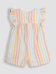 JoJo Maman Bébé Rainbow Stripe Frill Sleeve Playsuit - Image 2 of 3