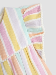 JoJo Maman Bébé Rainbow Stripe Frill Sleeve Playsuit - Image 3 of 3