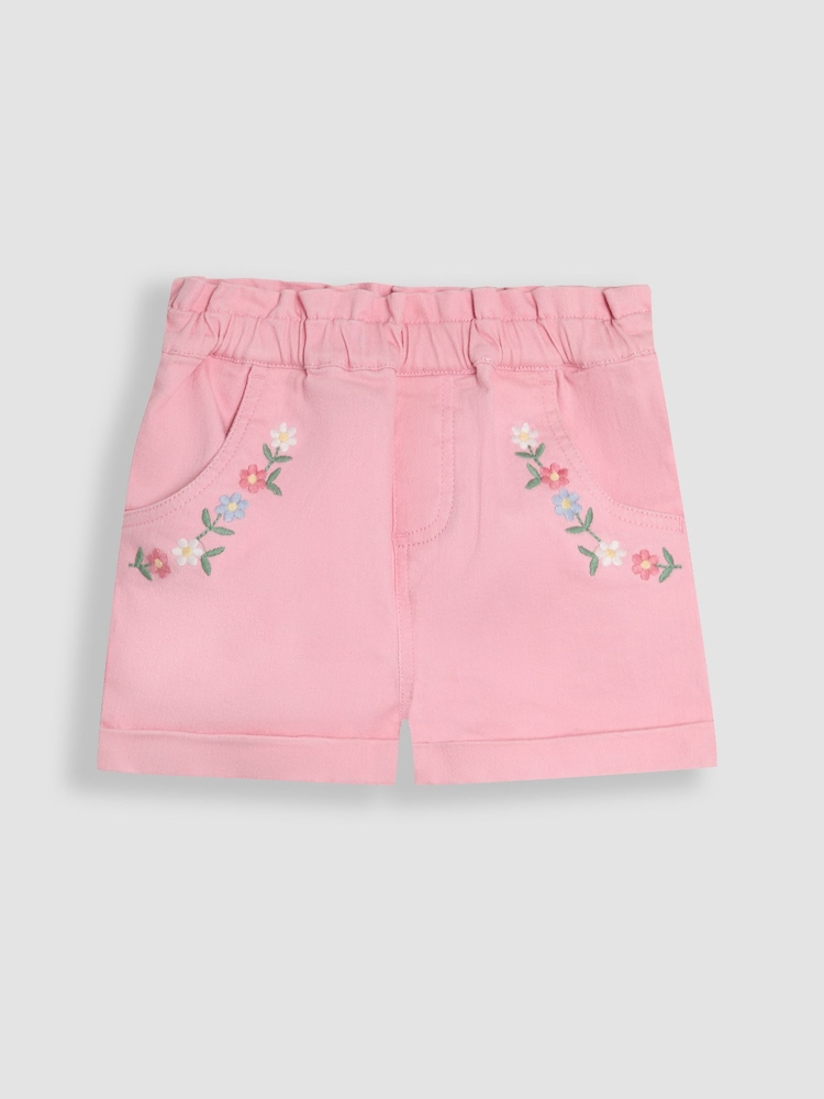 Pantalones cortos de algodón 100 % con dobladillo vuelto y bordados de sarga de JoJo Maman Bébé - Imagen 1 de 3 Pantalones cortos de algodón 100 % con dobladillo vuelto y bordados de sarga de JoJo Maman Bébé - Imagen 1 de 3
