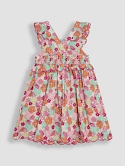 JoJo Maman Bébé Pink Jungle Floral Print Scallop Hem Sun Dress - Image 2 of 3