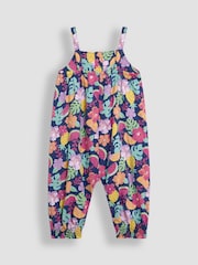 JoJo Maman Bébé Blue Fruit Floral Button Front Jumpsuit - Image 2 of 3