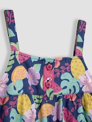 JoJo Maman Bébé Blue Fruit Floral Button Front Jumpsuit - Image 3 of 3