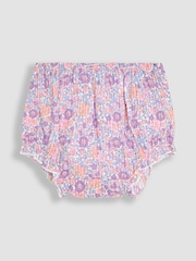 JoJo Maman Bébé Lilac Purple Tropical Floral Smocked Woven 100% Cotton Dress - Image 4 of 5