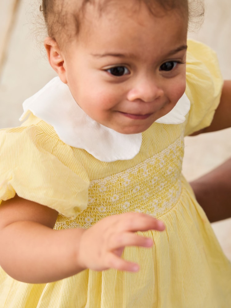 Buy JoJo Maman Bb Yellow Bud Floral Embroidered Smocked Party Dress from  Next USA