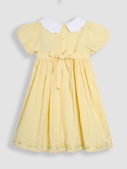 JoJo Maman Bébé Yellow Bud Floral Embroidered Smocked Party Dress - Image 7 of 9